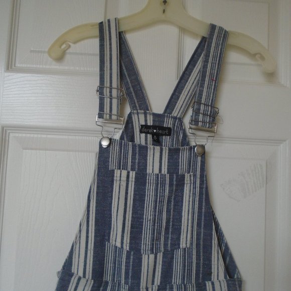Derek Heart Striped bib Overall cuffed shorts size Small - Picture 4 of 8